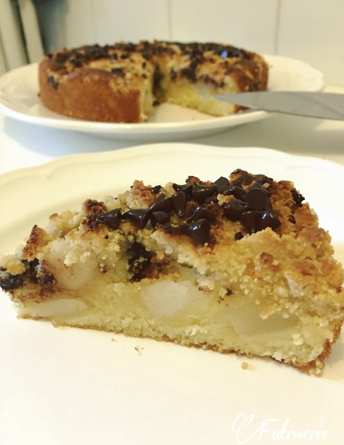 Gâteau poire-chocolat façon crumble