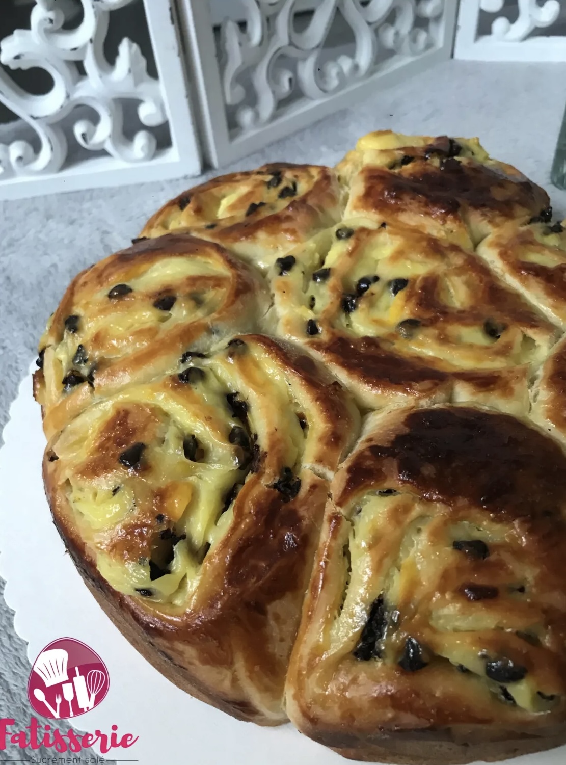 Chinois crème pâtissière et pépites de chocolat