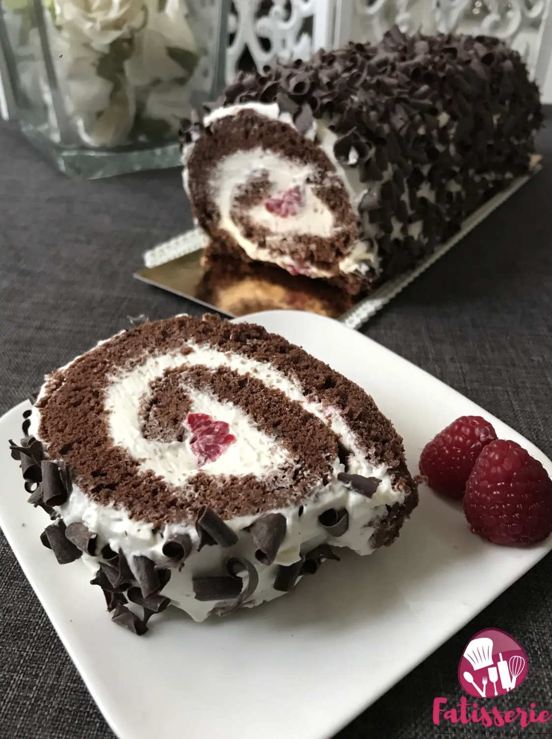 Roulé chocolat framboises
